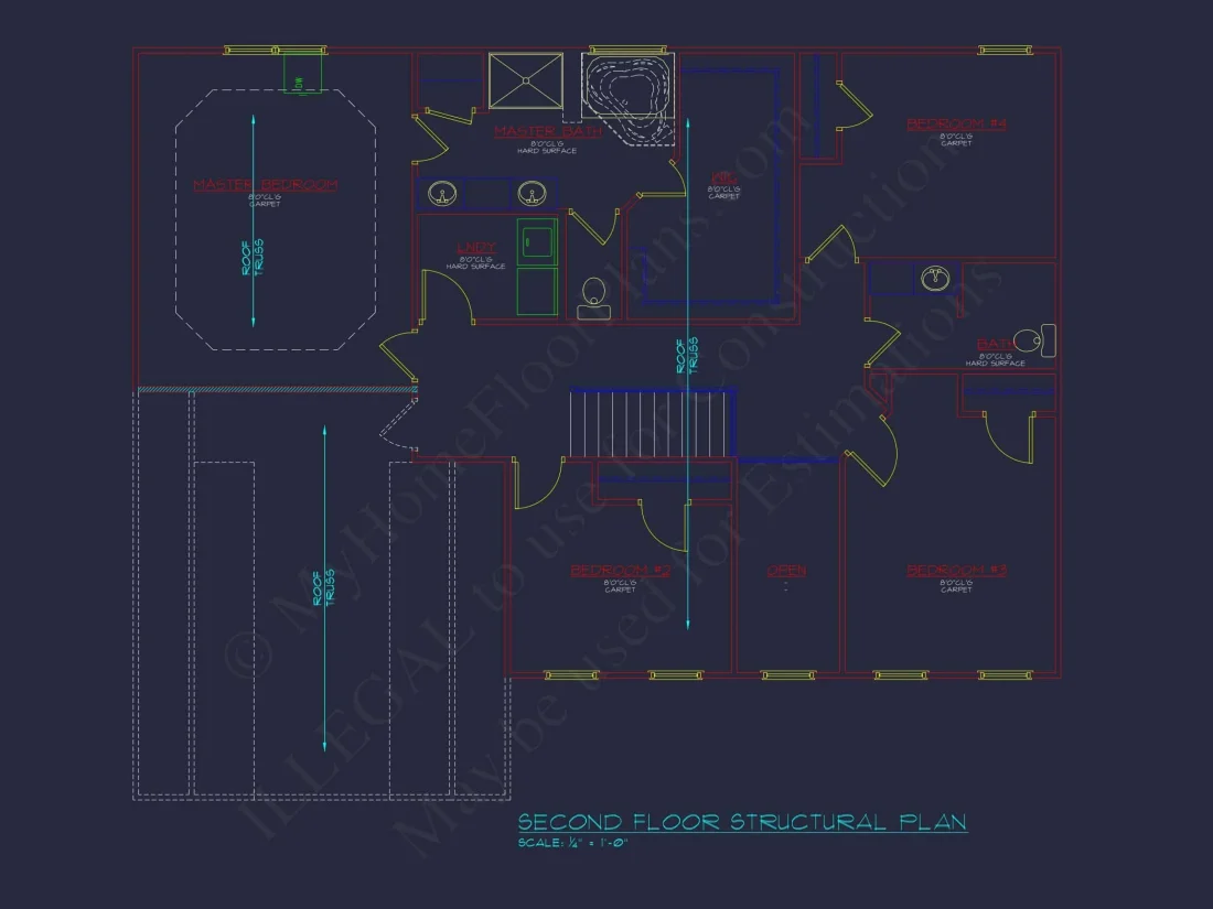 Modern Colonial house Plan with CAD Designs & Blueprints
