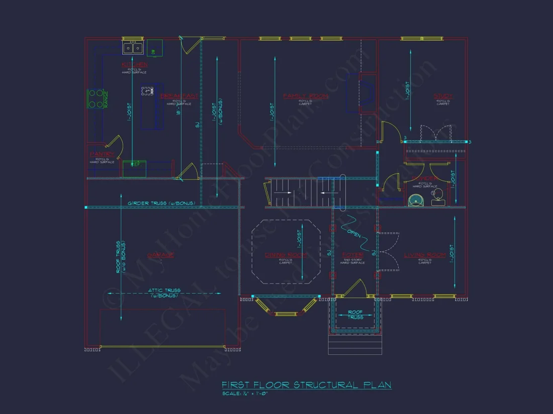 Modern Colonial house Plan with CAD Designs & Blueprints