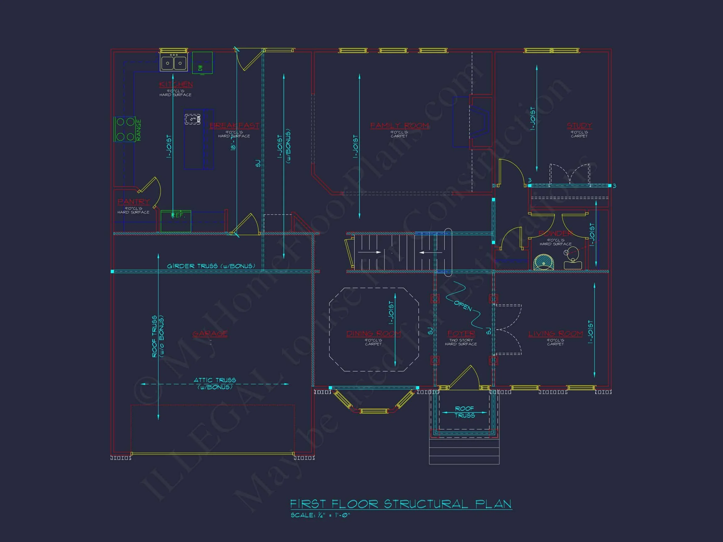 Modern Colonial house Plan with CAD Designs & Blueprints