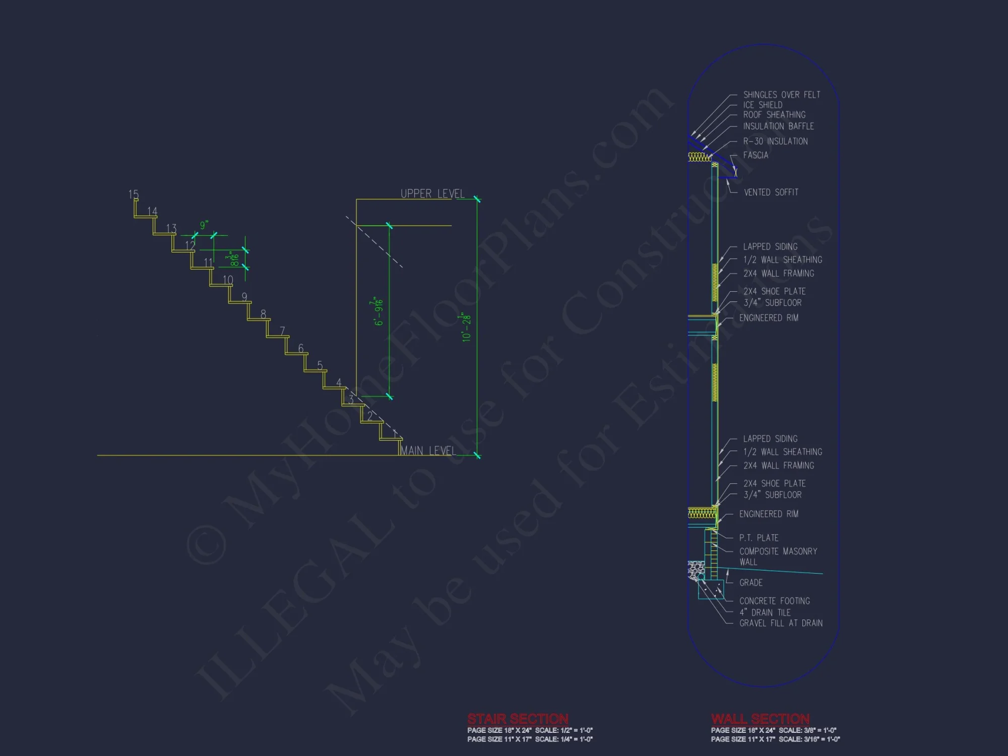 Modern Colonial house Plan with CAD Designs & Blueprints