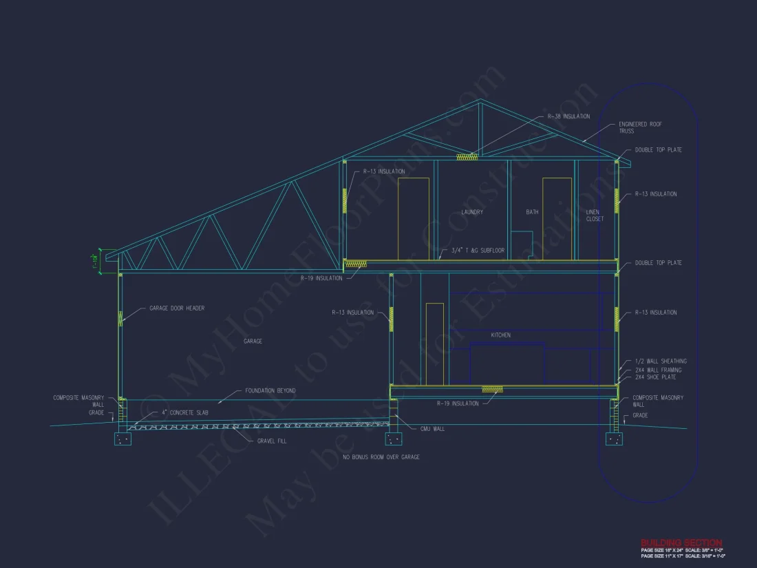 Modern Colonial house Plan with CAD Designs & Blueprints