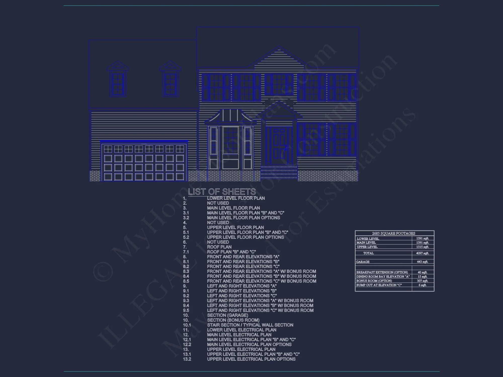 Modern Colonial house Plan with CAD Designs & Blueprints