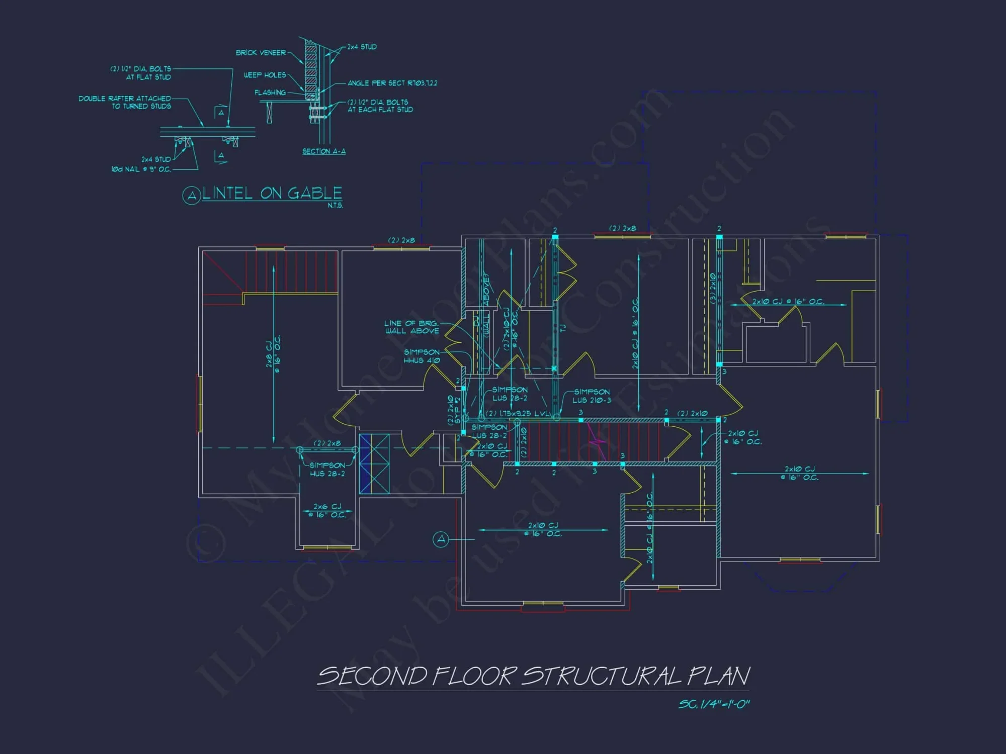 Colonial Farmhouse house Plan with 2, 725 SF CAD Design