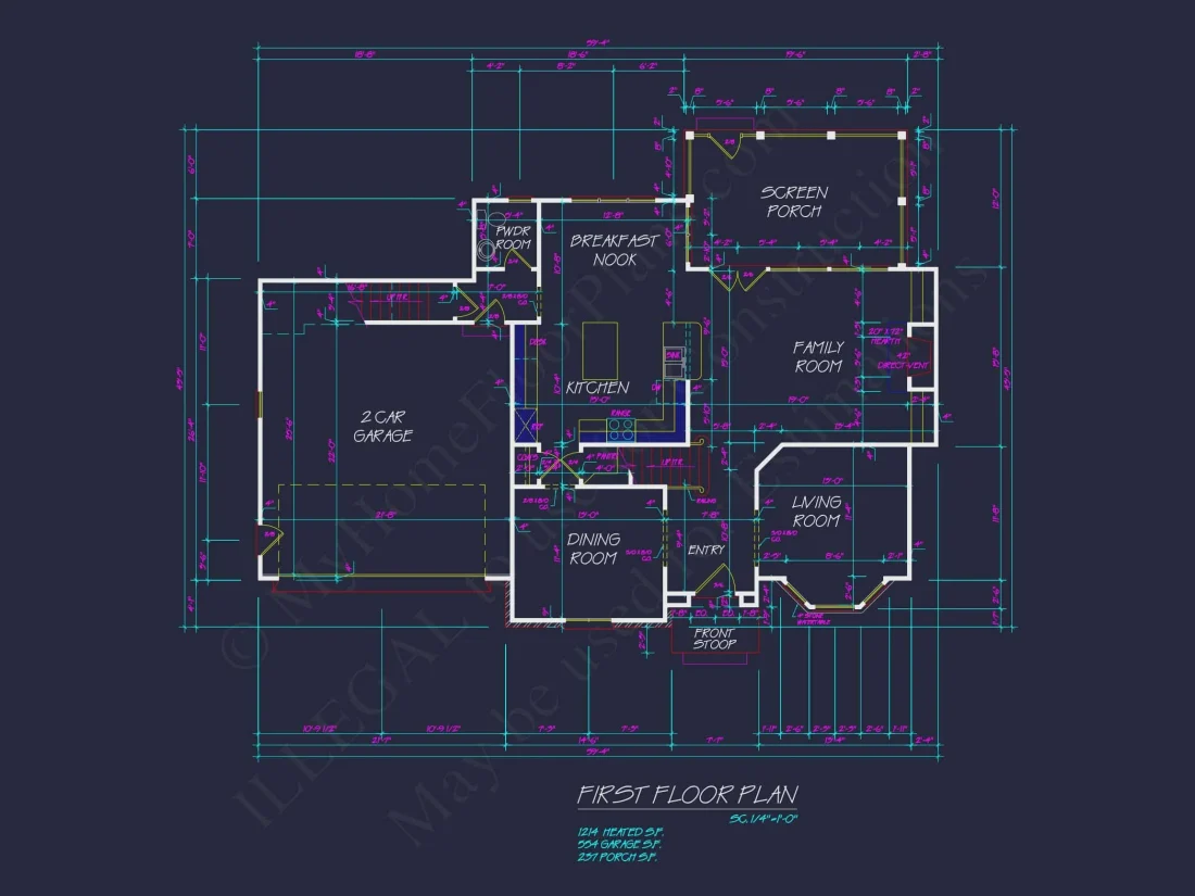 Colonial Farmhouse house Plan with 2, 725 SF CAD Design