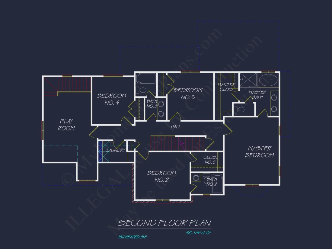 Colonial Farmhouse house Plan with 2, 725 SF CAD Design