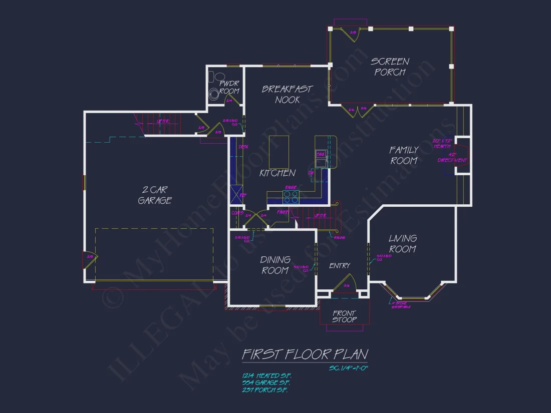 Colonial Farmhouse house Plan with 2, 725 SF CAD Design