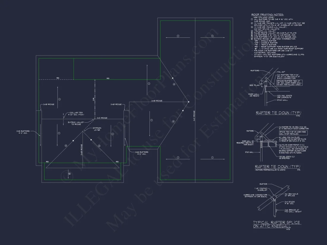Traditional Colonial house Plan with 2 Floors and 4 Bedrooms