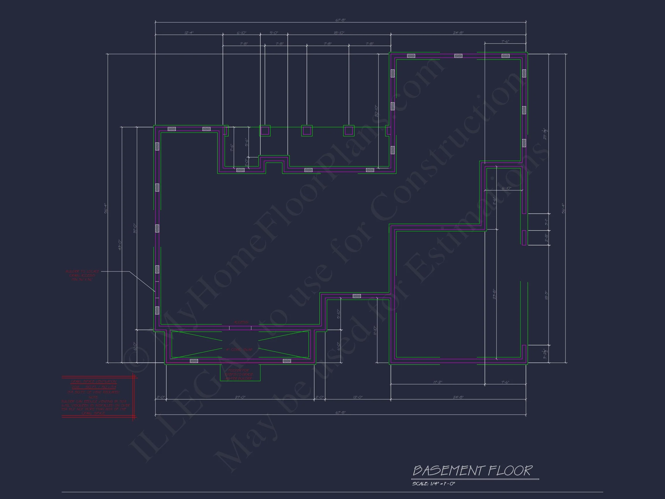 Traditional Colonial house Plan with 2 Floors and 4 Bedrooms