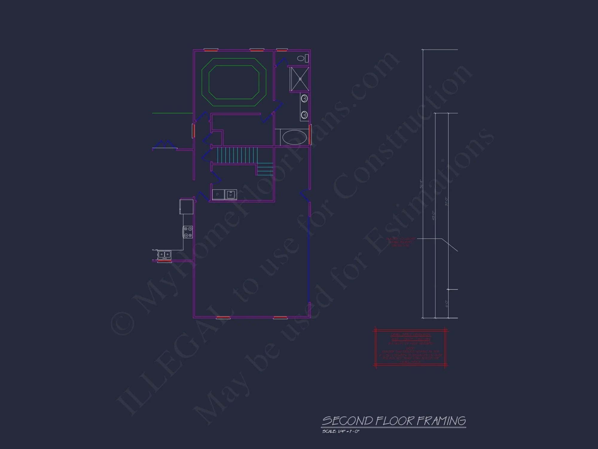 Traditional Colonial house Plan with 2 Floors and 4 Bedrooms