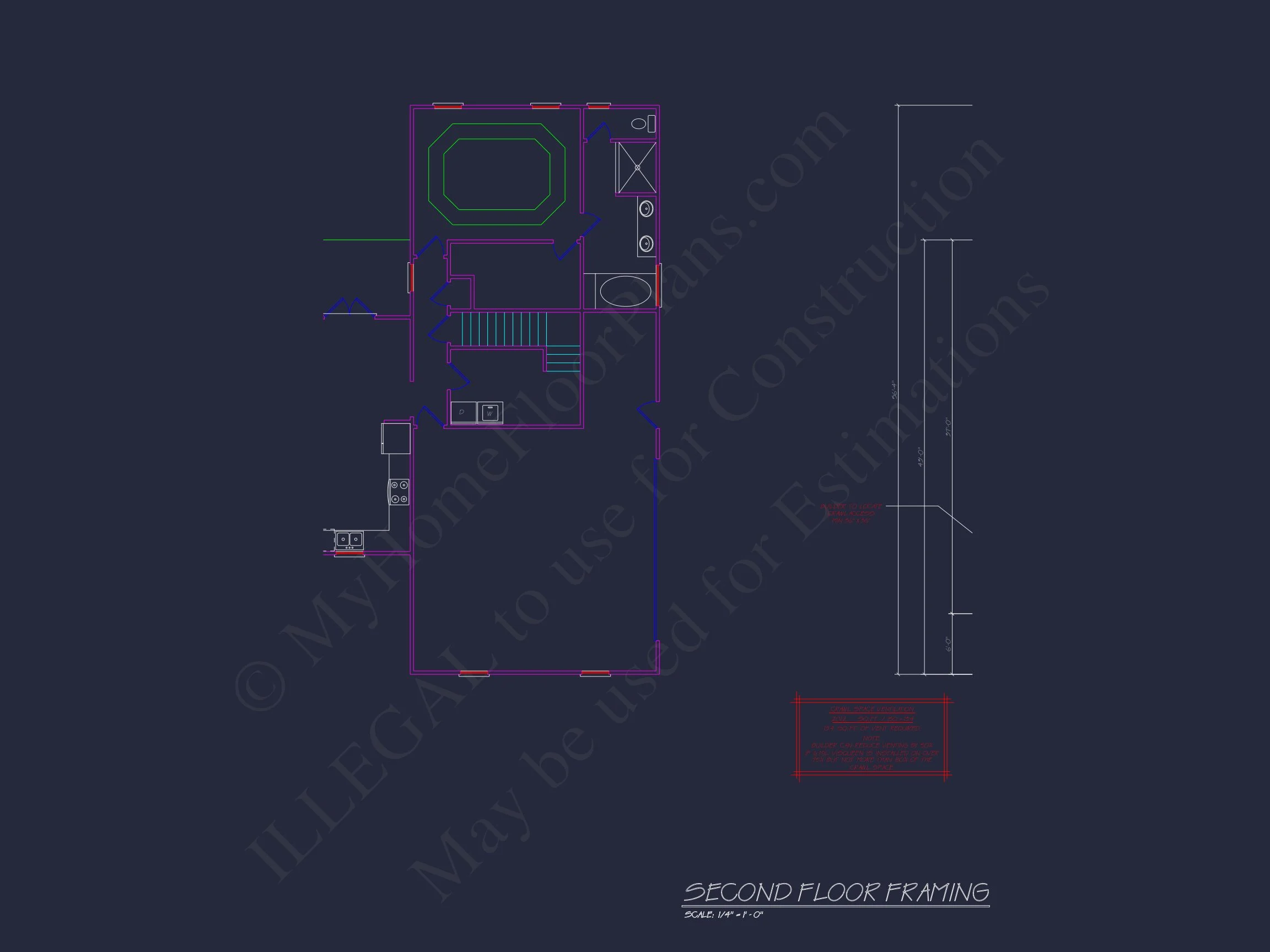Traditional Colonial house Plan with 2 Floors and 4 Bedrooms