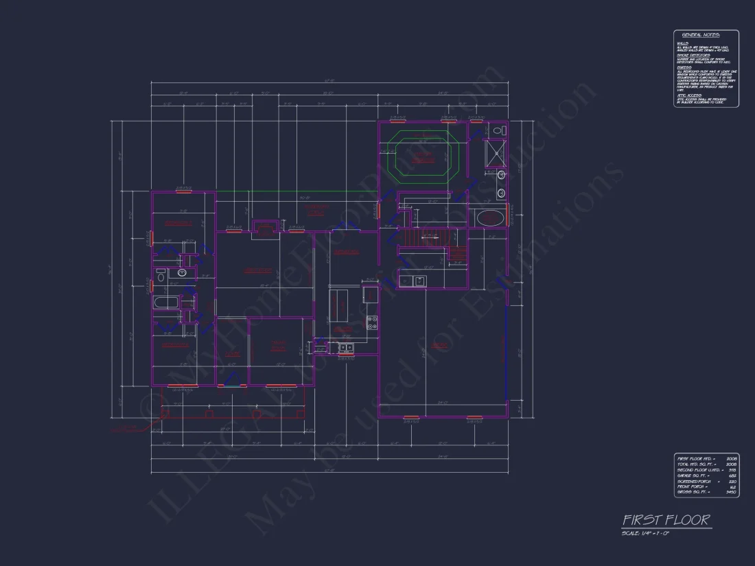 Traditional Colonial house Plan with 2 Floors and 4 Bedrooms