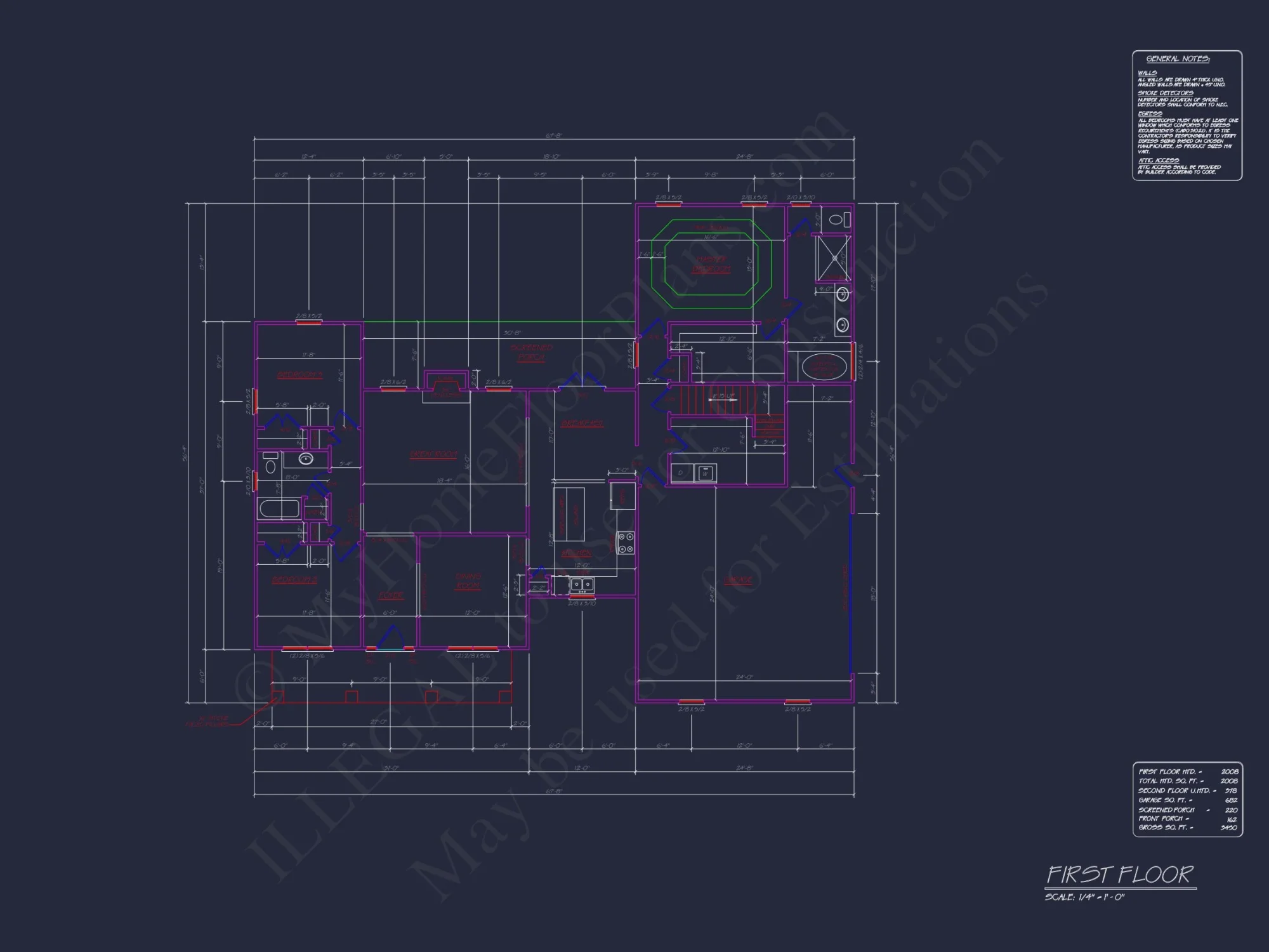 Traditional Colonial house Plan with 2 Floors and 4 Bedrooms
