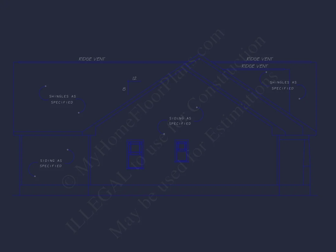 Traditional Colonial house Plan with 2 Floors and 4 Bedrooms