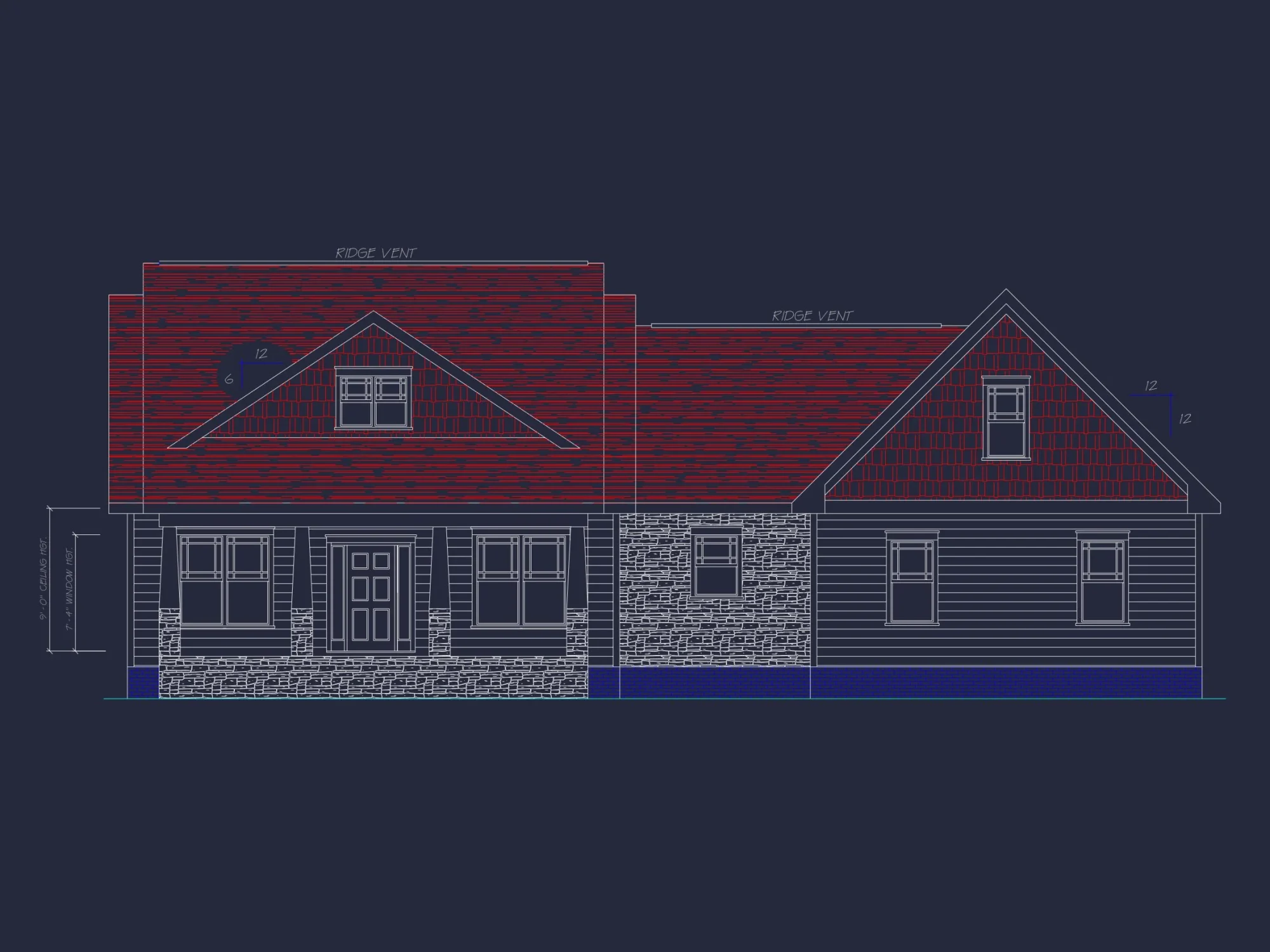 Traditional Colonial house Plan with 2 Floors and 4 Bedrooms