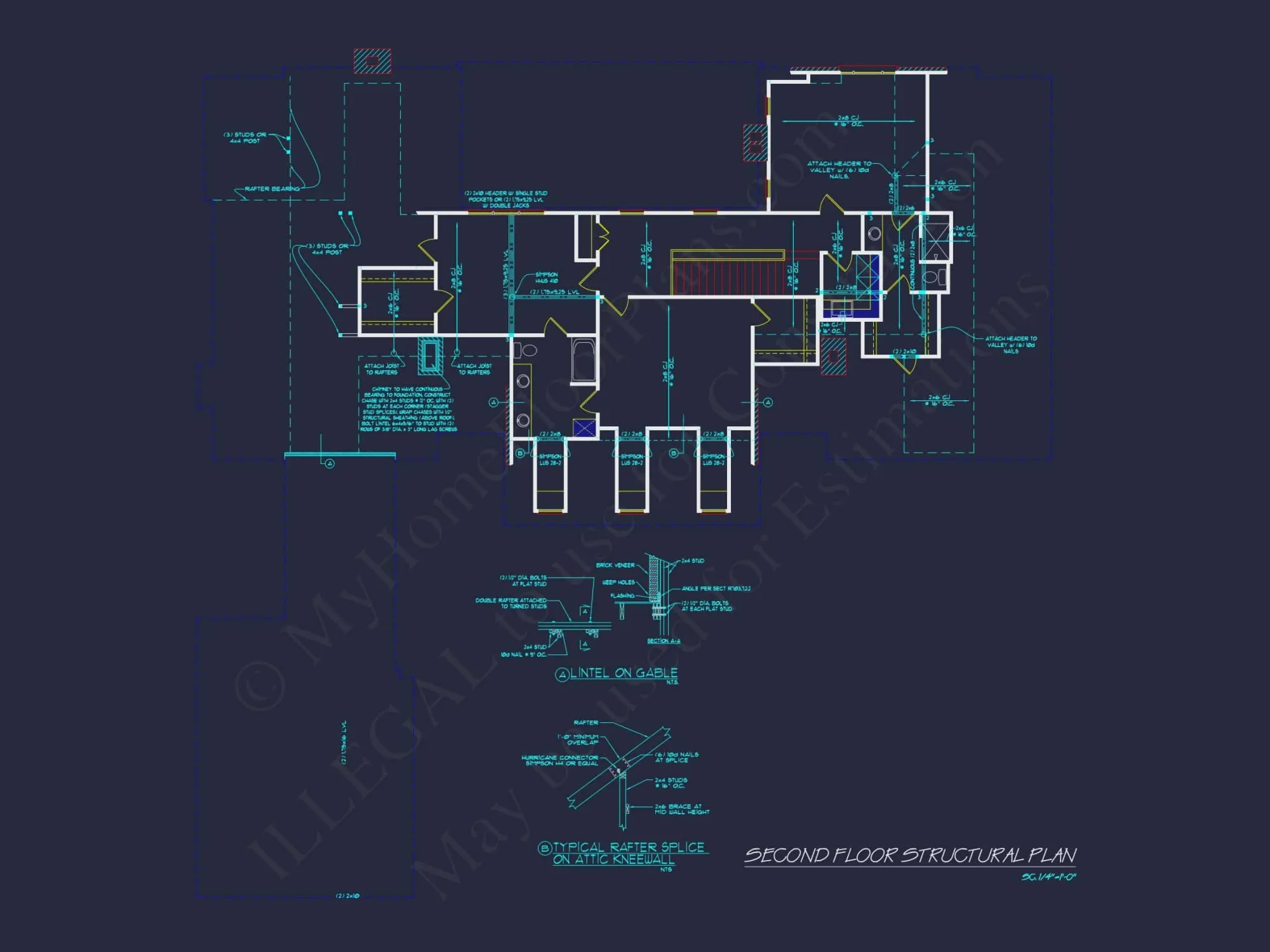 Colonial Revival house Plan with Spacious Floor Designs and CAD Blueprints