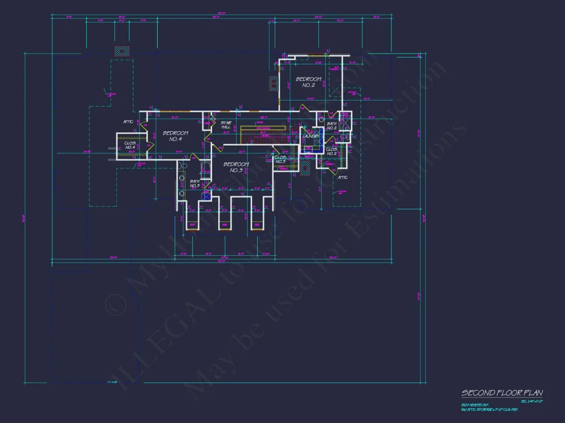Colonial Revival house Plan with Spacious Floor Designs and CAD Blueprints