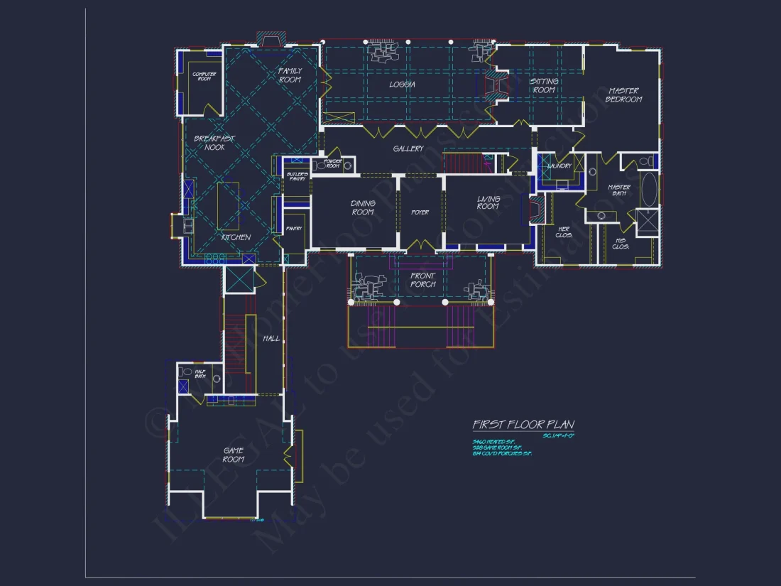 Colonial Revival house Plan with Spacious Floor Designs and CAD Blueprints