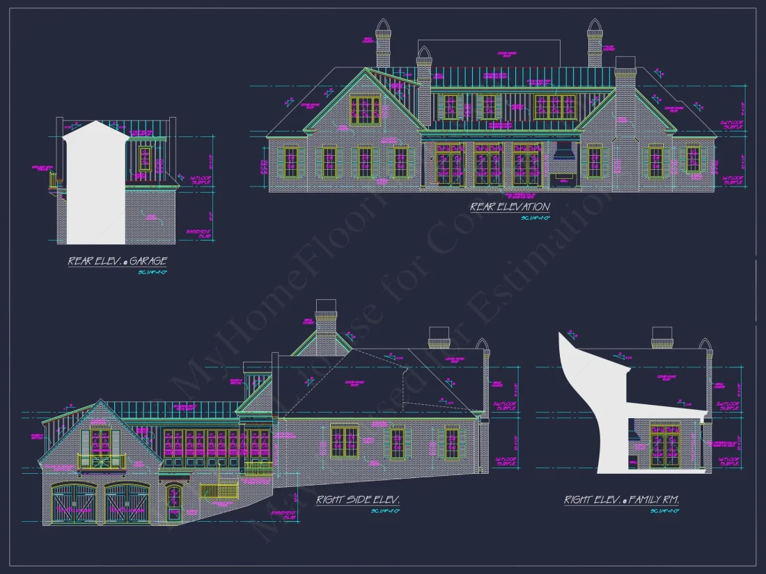 Colonial Revival house Plan with Spacious Floor Designs and CAD Blueprints