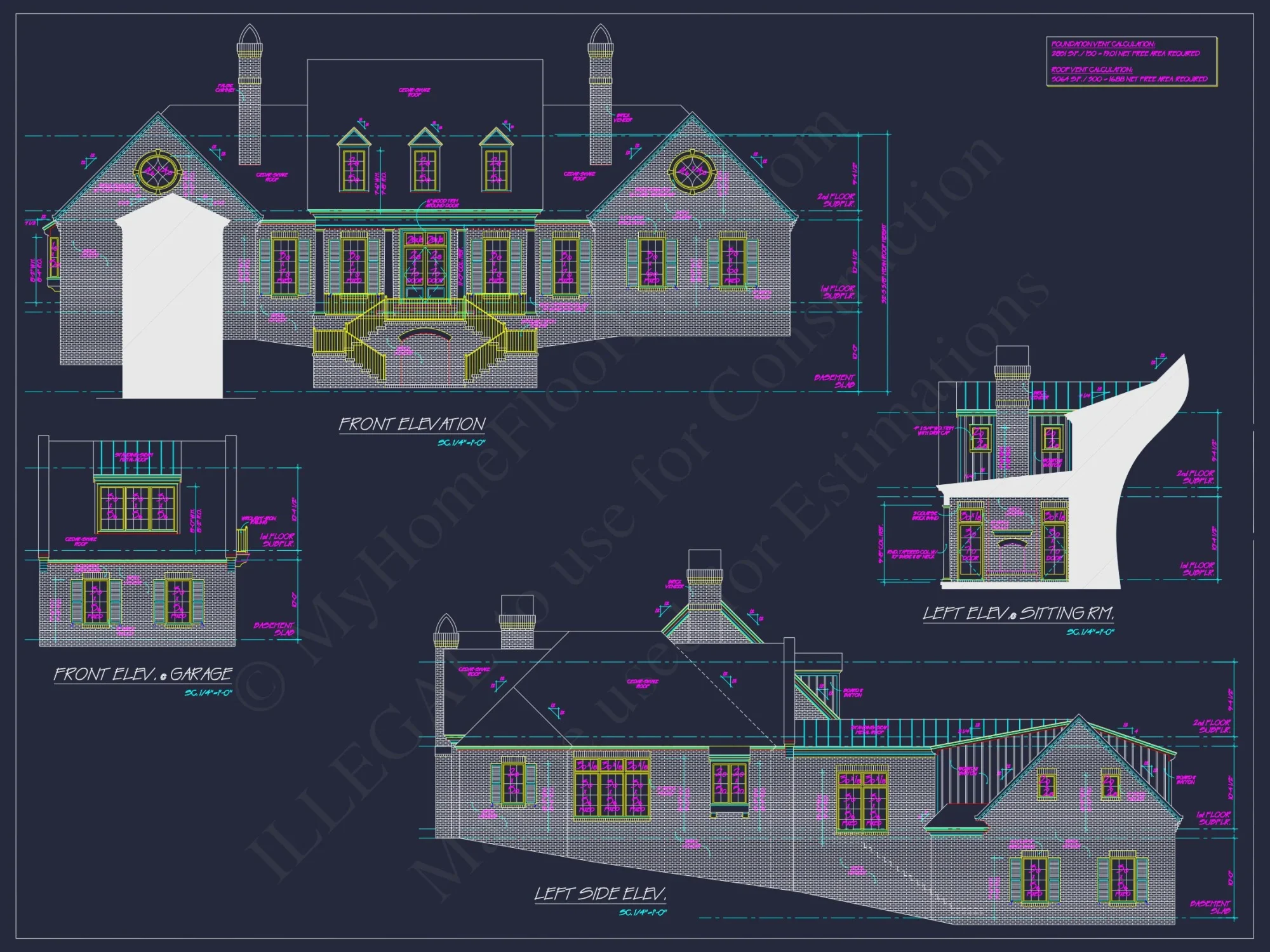 Colonial Revival house Plan with Spacious Floor Designs and CAD Blueprints