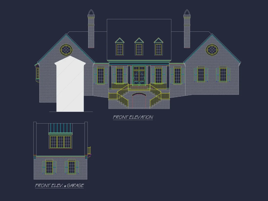 Colonial Revival house Plan with Spacious Floor Designs and CAD Blueprints