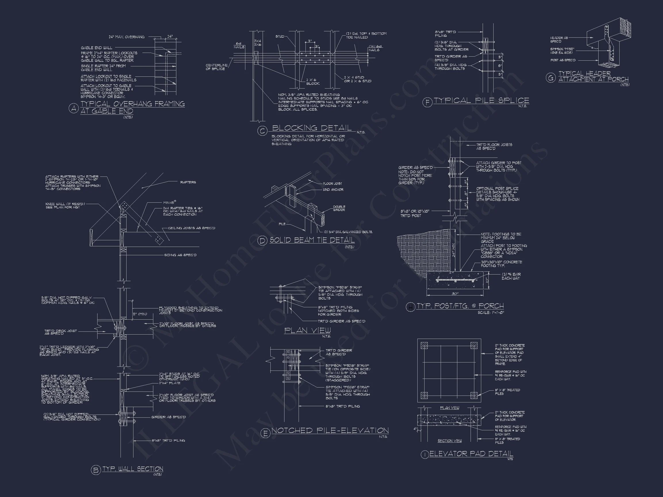 8-1907 HOUSE PLAN - Luxury 3-story coastal house plan features over 3,100 sq. ft., 3 bed, 3 bath 45 Beach Coastal house Plan with CAD Architecture Designs