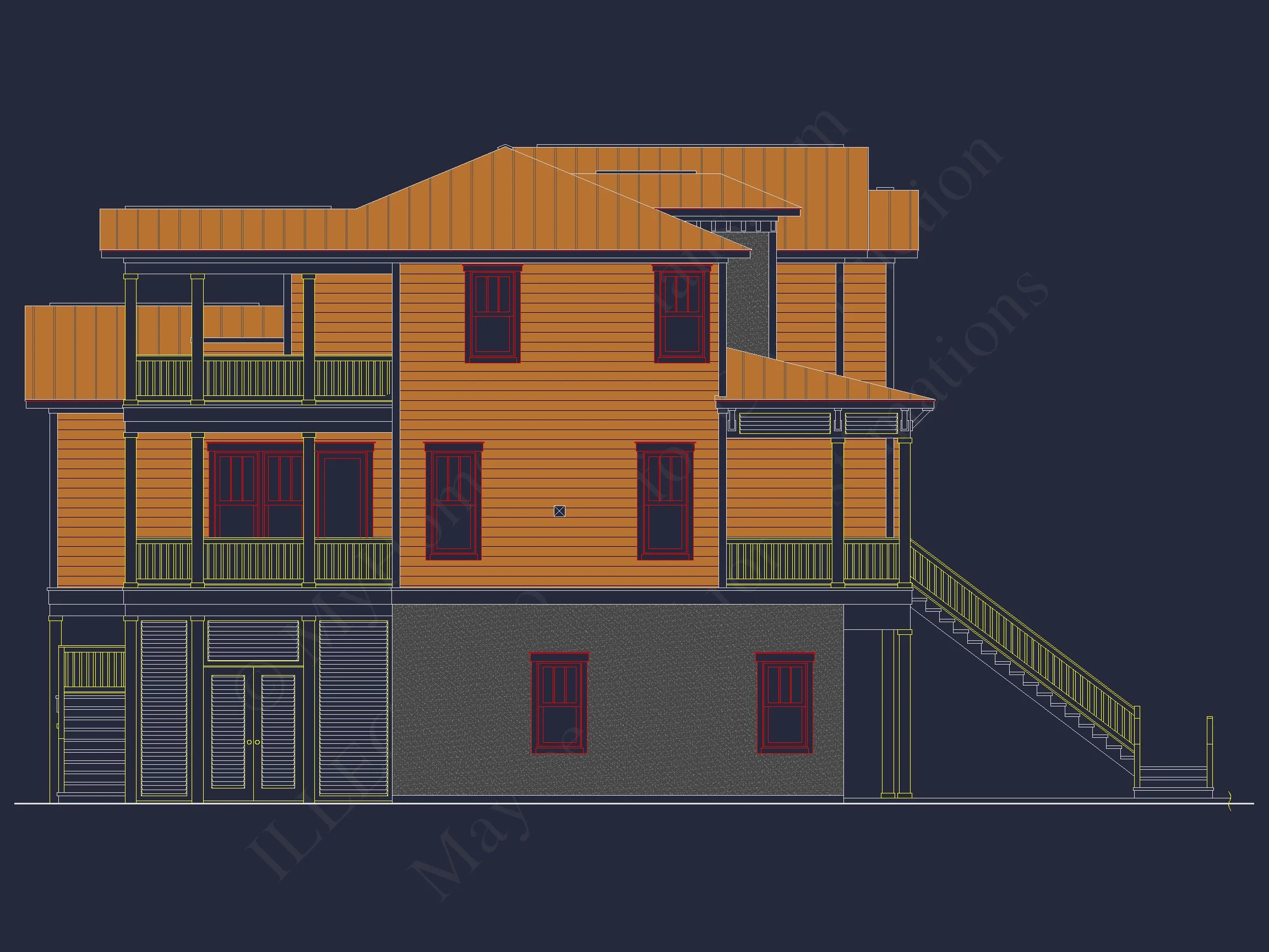 8-1907 HOUSE PLAN - Luxury 3-story coastal house plan features over 3,100 sq. ft., 3 bed, 3 bath 27 Beach Coastal house Plan with CAD Architecture Designs