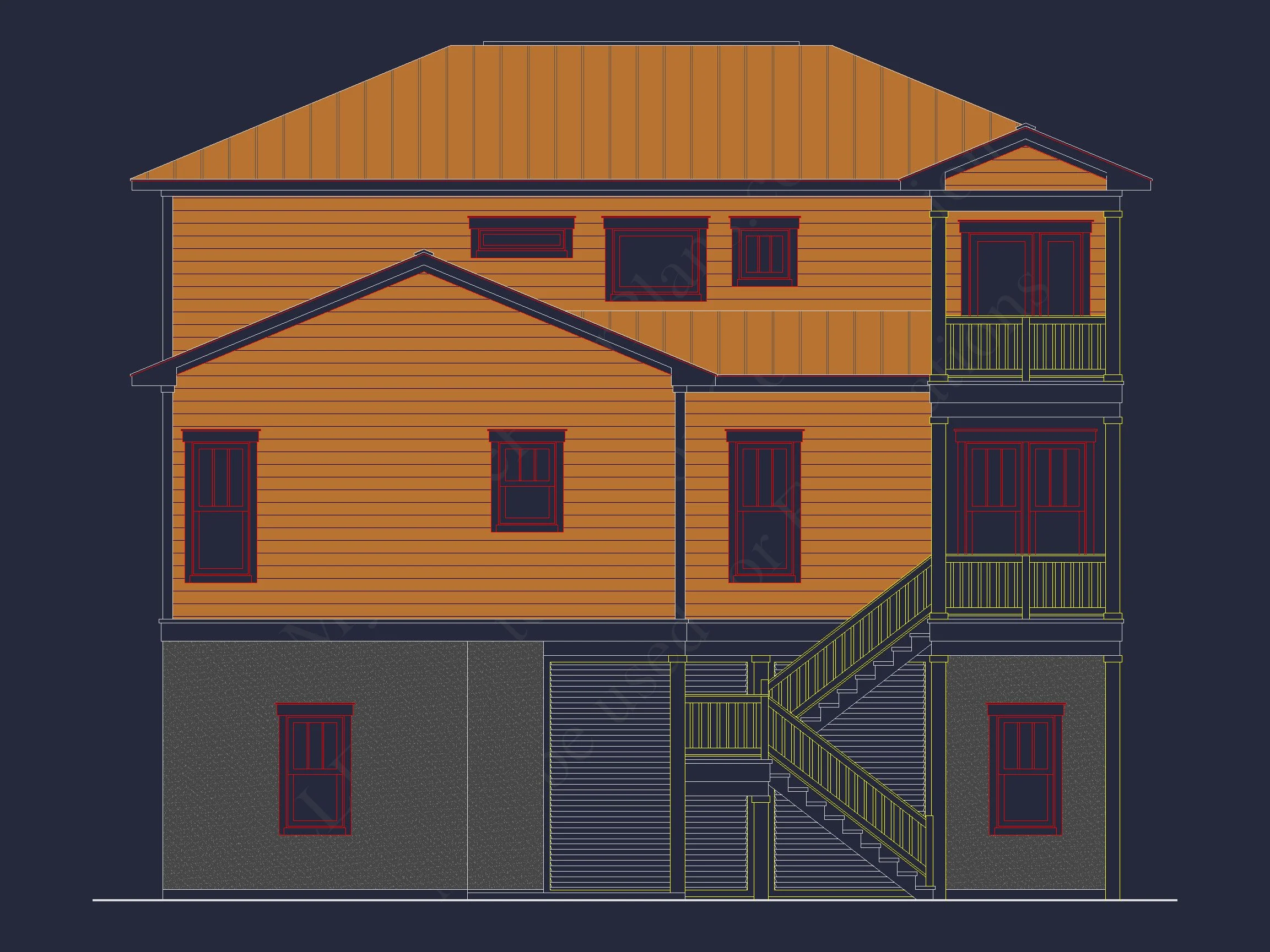 8-1907 HOUSE PLAN - Luxury 3-story coastal house plan features over 3,100 sq. ft., 3 bed, 3 bath 26 Beach Coastal house Plan with CAD Architecture Designs