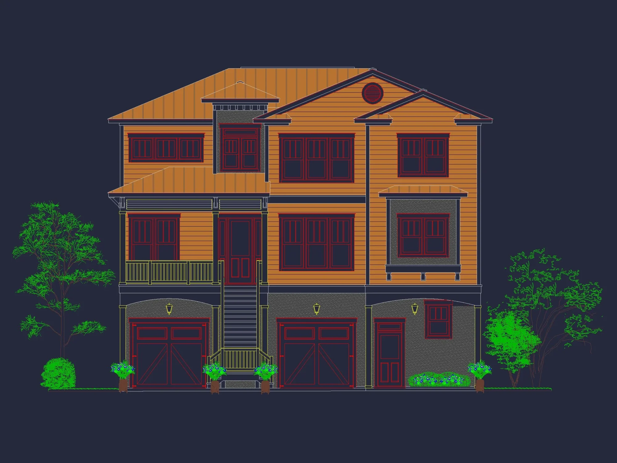 Beach Coastal house Plan with CAD Architecture Designs