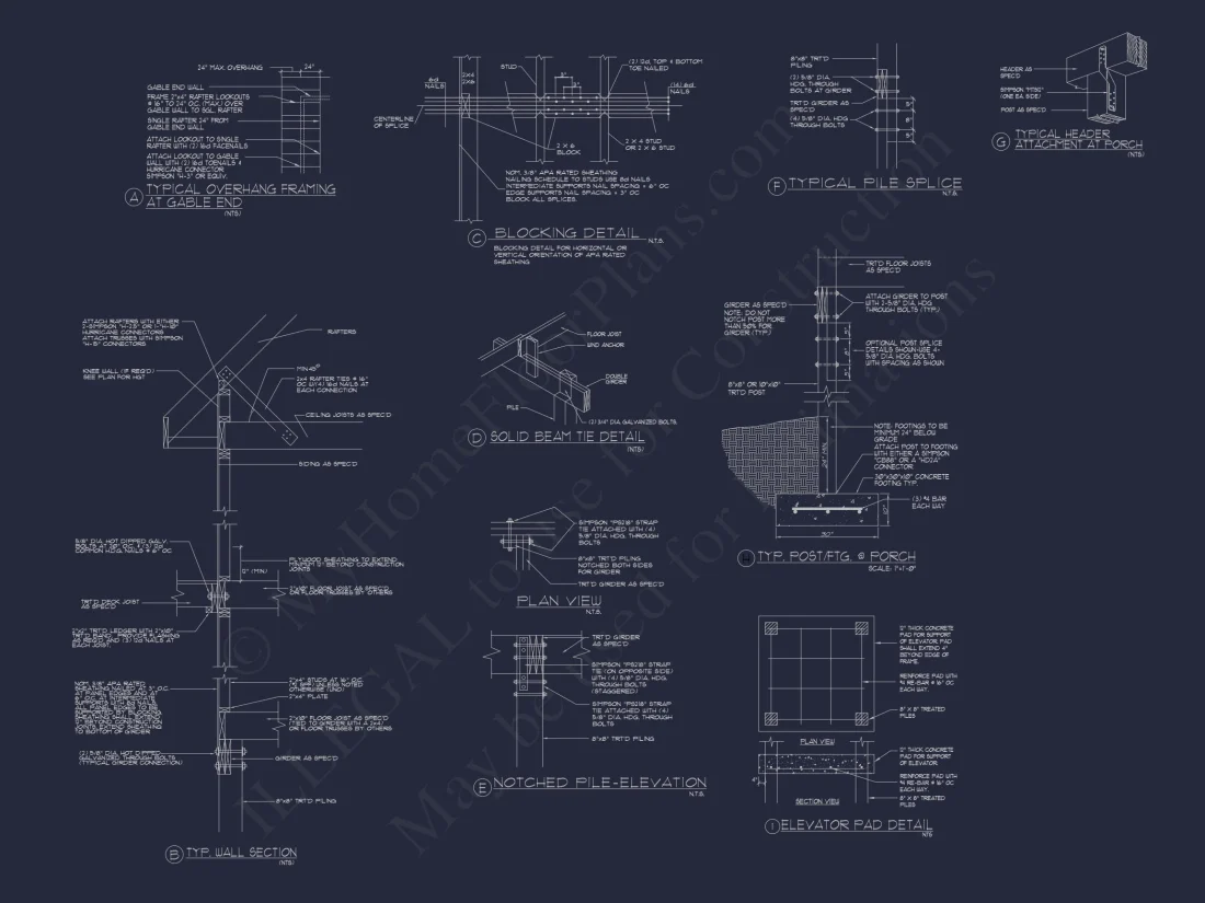 Beach Coastal house Plan with CAD Architecture Designs