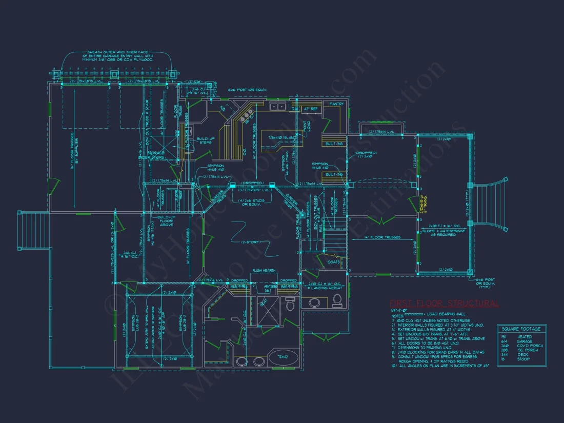 Elegant Craftsman house Plan with 4 Bedrooms and 2-Car Garage