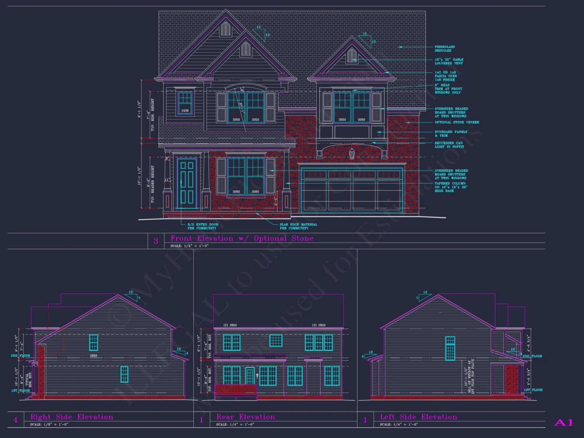 Modern Suburban house Plan - 2-Story Blueprint with CAD Designs