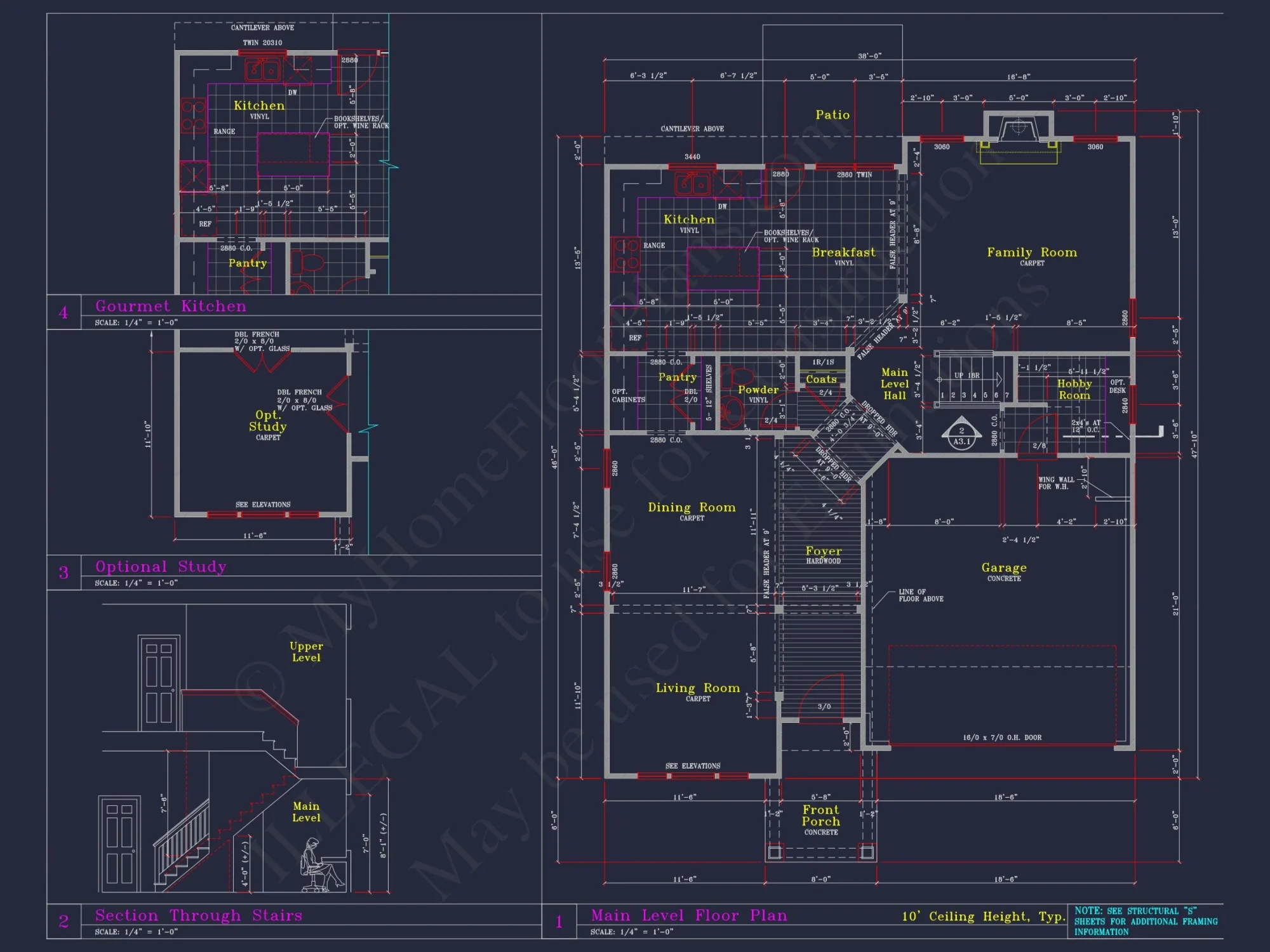 Elegant house Blueprint with 4 Beds & 3 Baths – CAD Designs