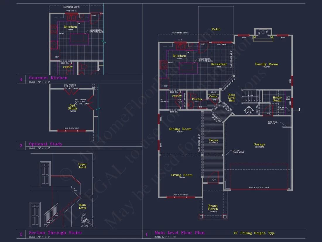Elegant house Blueprint with 4 Beds & 3 Baths – CAD Designs