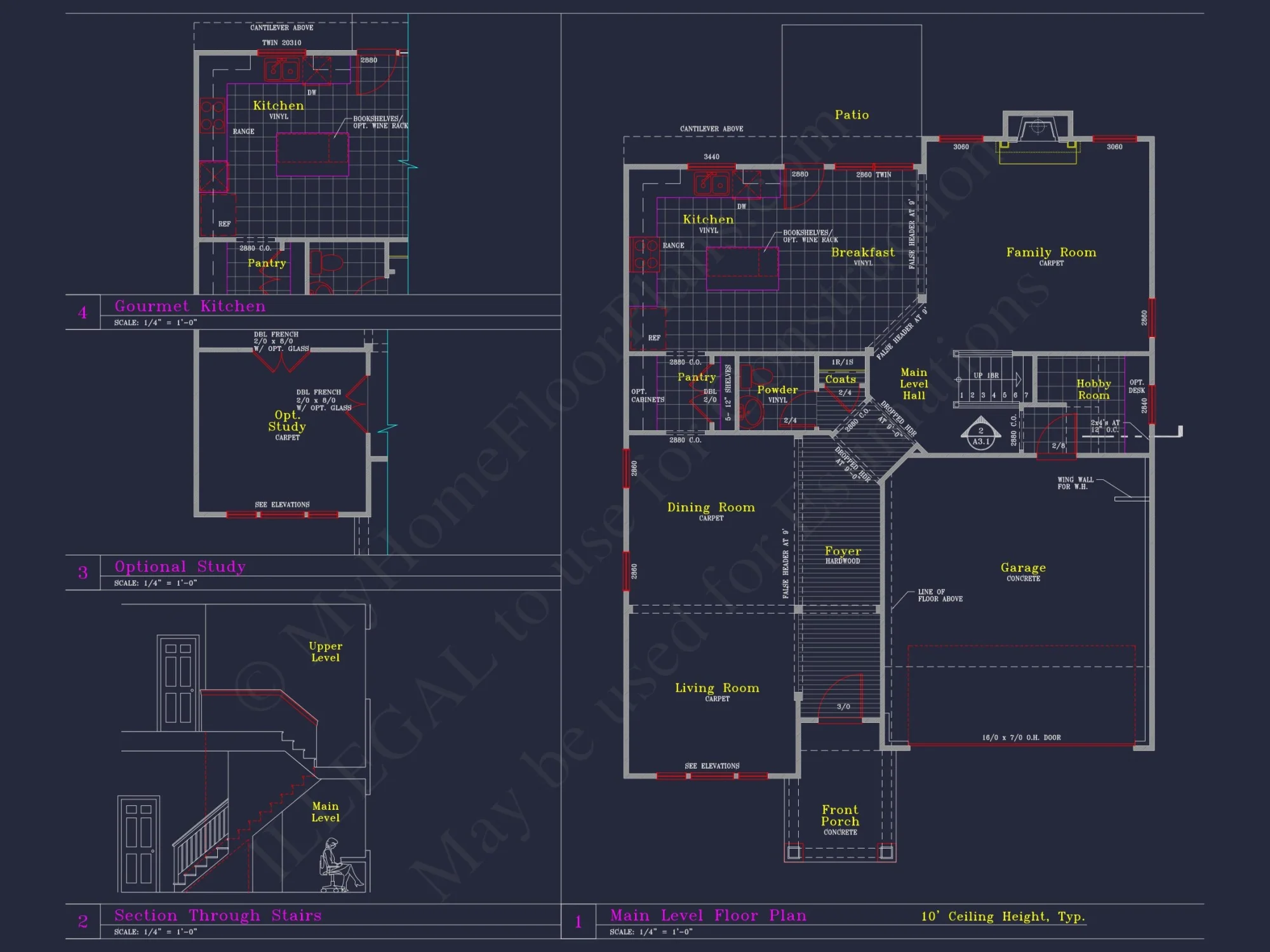 Elegant house Blueprint with 4 Beds & 3 Baths – CAD Designs