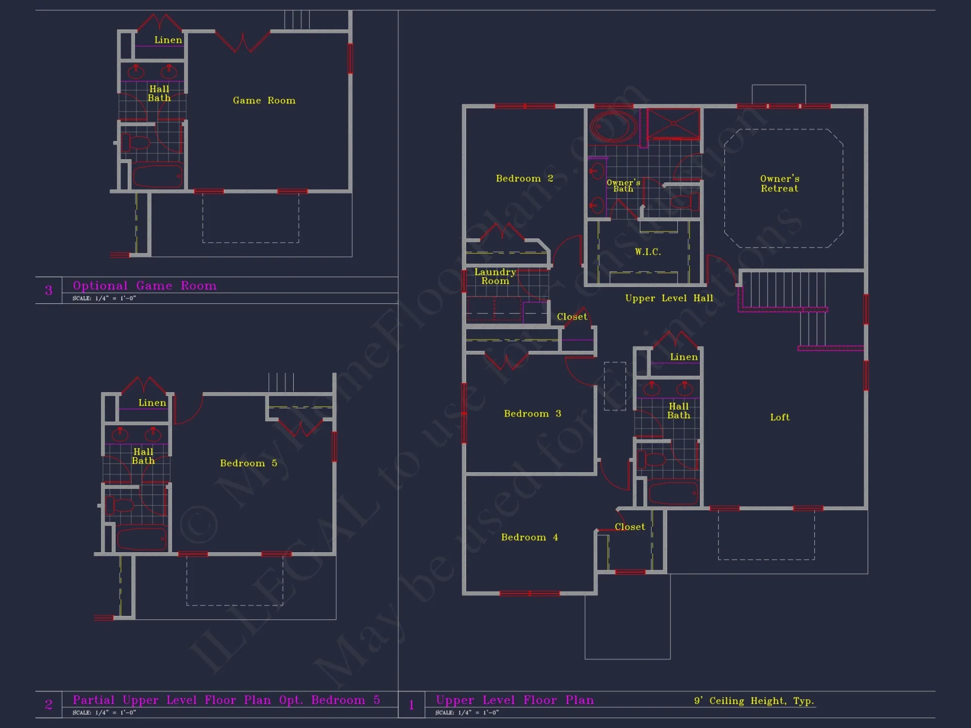 Elegant house Blueprint with 4 Beds & 3 Baths – CAD Designs