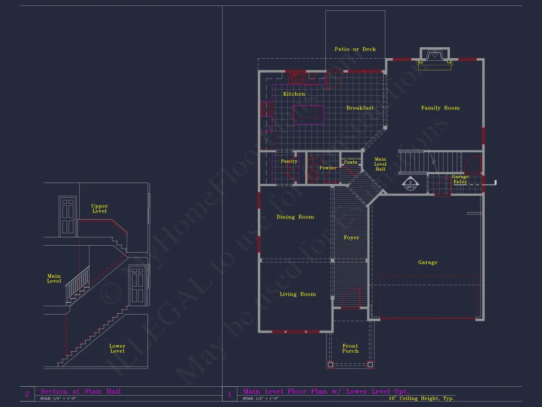 Elegant house Blueprint with 4 Beds & 3 Baths – CAD Designs