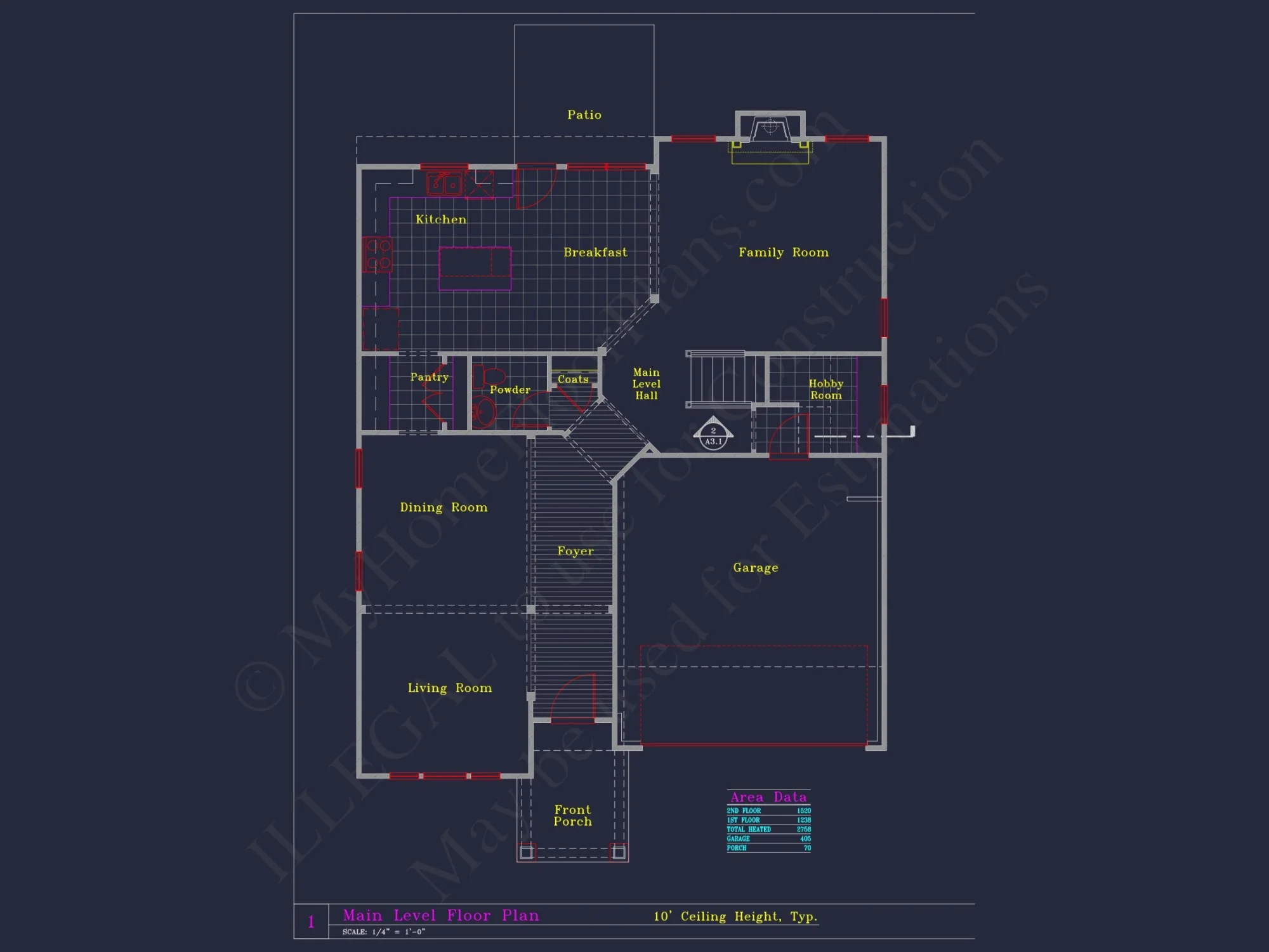 Elegant house Blueprint with 4 Beds & 3 Baths – CAD Designs