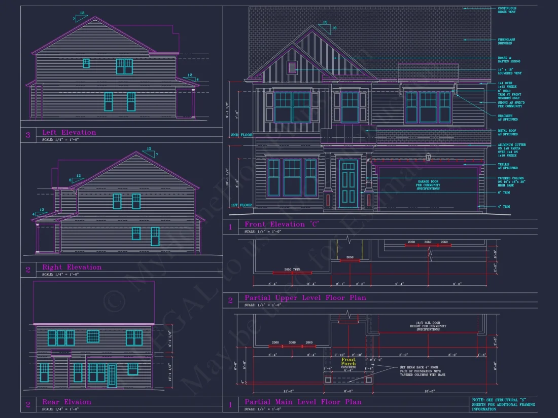 Elegant house Blueprint with 4 Beds & 3 Baths – CAD Designs