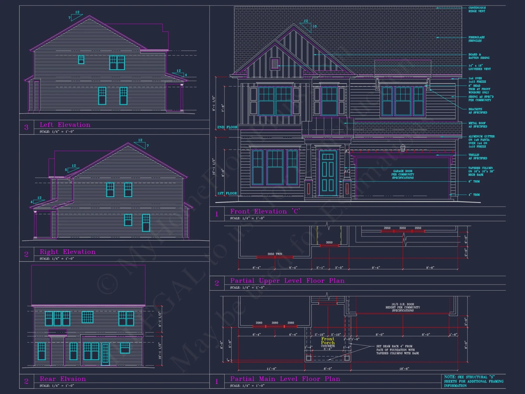 Elegant house Blueprint with 4 Beds & 3 Baths – CAD Designs