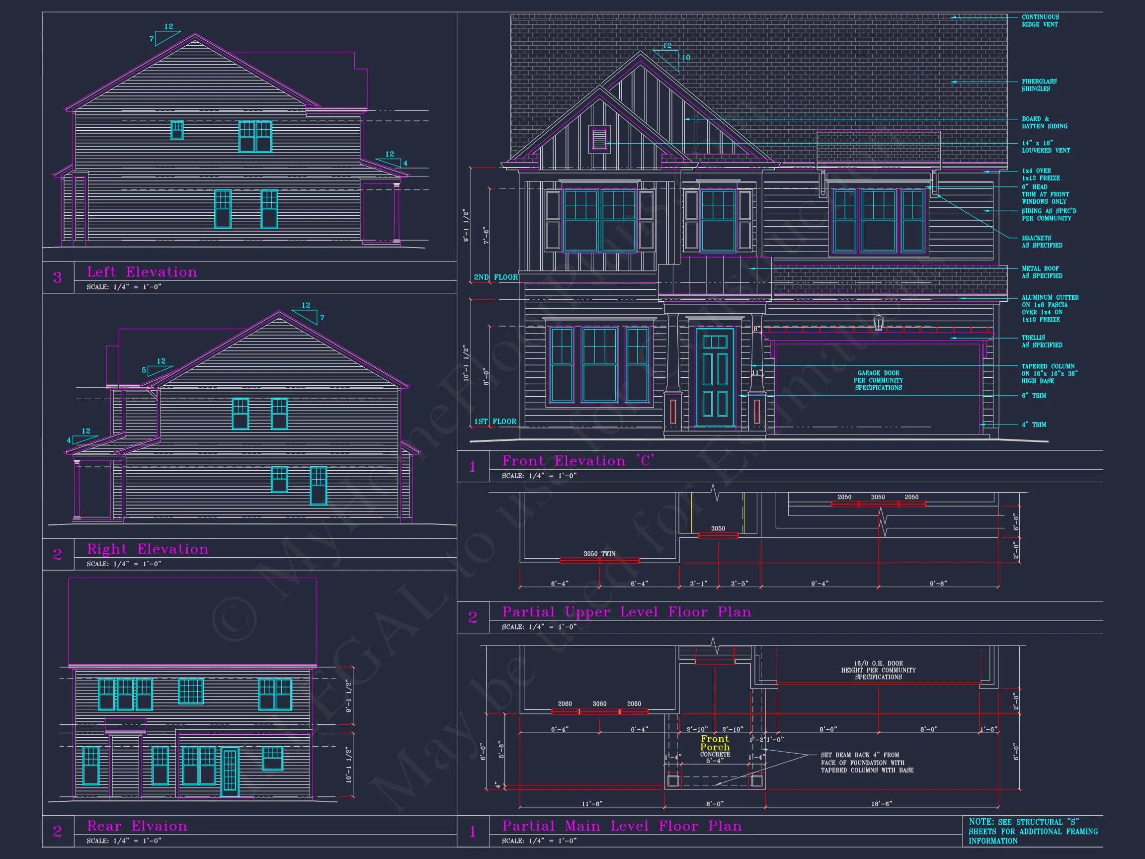 8-1704C HOUSE PLAN - Elegant House Blueprint with 4 Beds & 3 Baths – CAD Designs 10 Elegant house Blueprint with 4 Beds & 3 Baths – CAD Designs