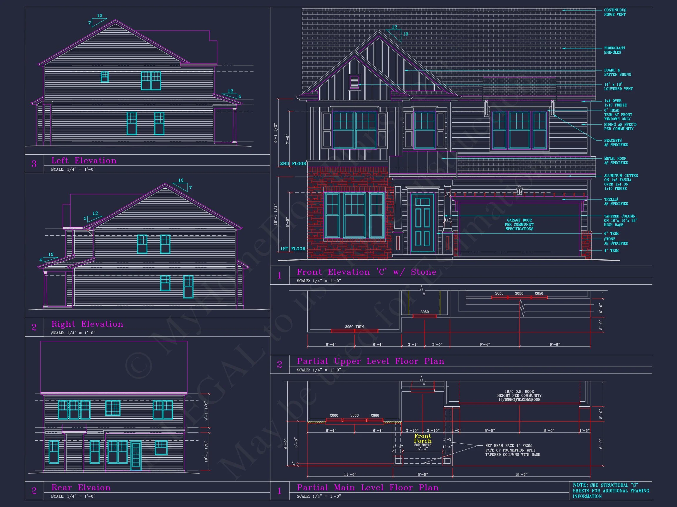8-1704C HOUSE PLAN - Elegant House Blueprint with 4 Beds & 3 Baths – CAD Designs 9 Elegant house Blueprint with 4 Beds & 3 Baths – CAD Designs