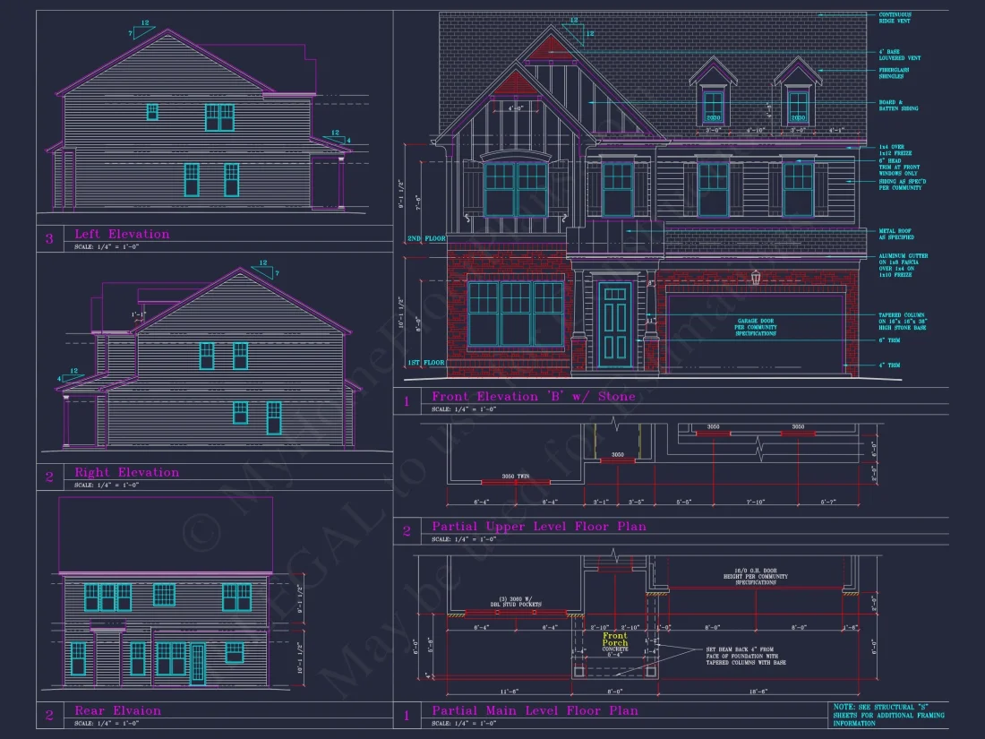 Elegant house Blueprint with 4 Beds & 3 Baths – CAD Designs