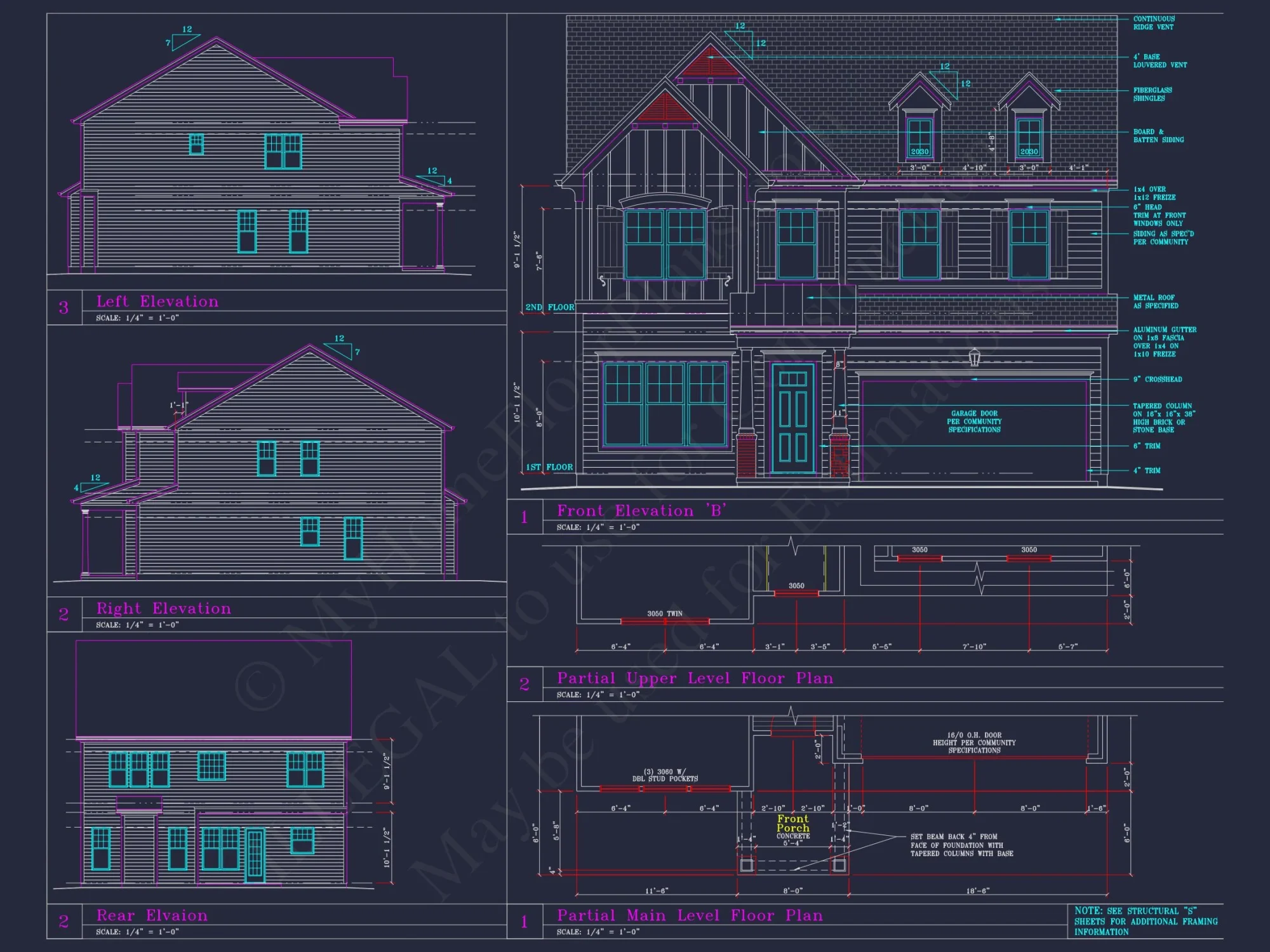 Elegant house Blueprint with 4 Beds & 3 Baths – CAD Designs
