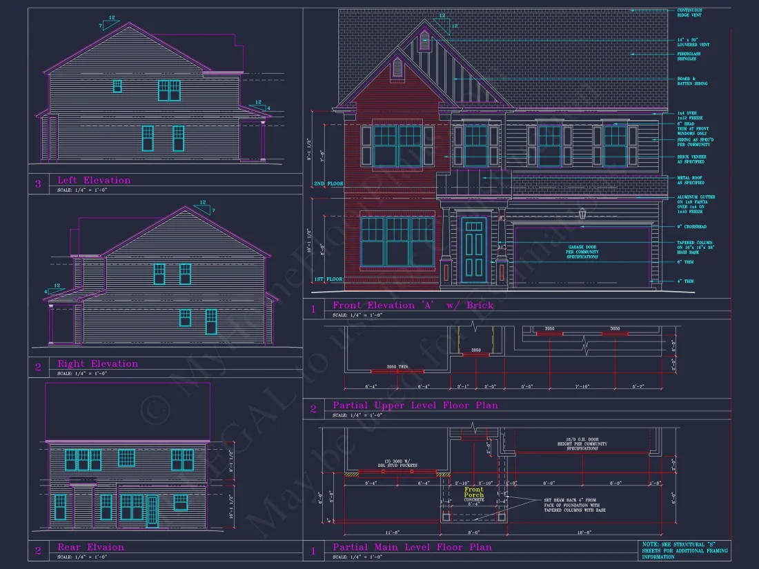 Elegant house Blueprint with 4 Beds & 3 Baths – CAD Designs