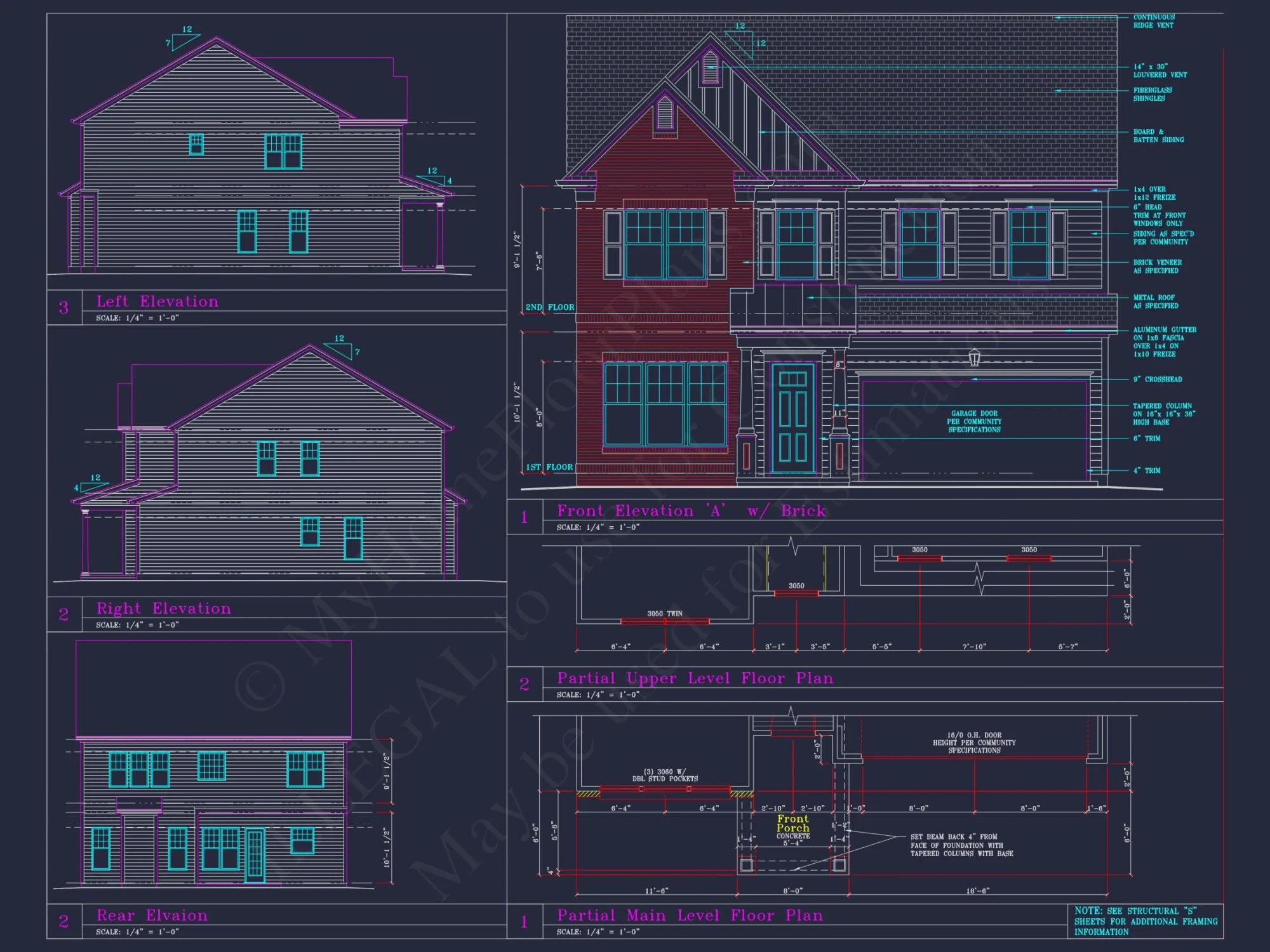 Elegant house Blueprint with 4 Beds & 3 Baths – CAD Designs