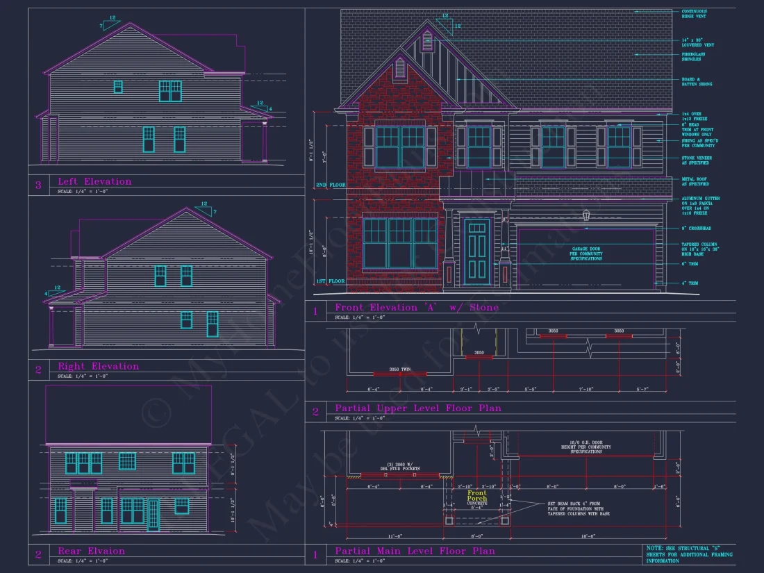 Elegant house Blueprint with 4 Beds & 3 Baths – CAD Designs