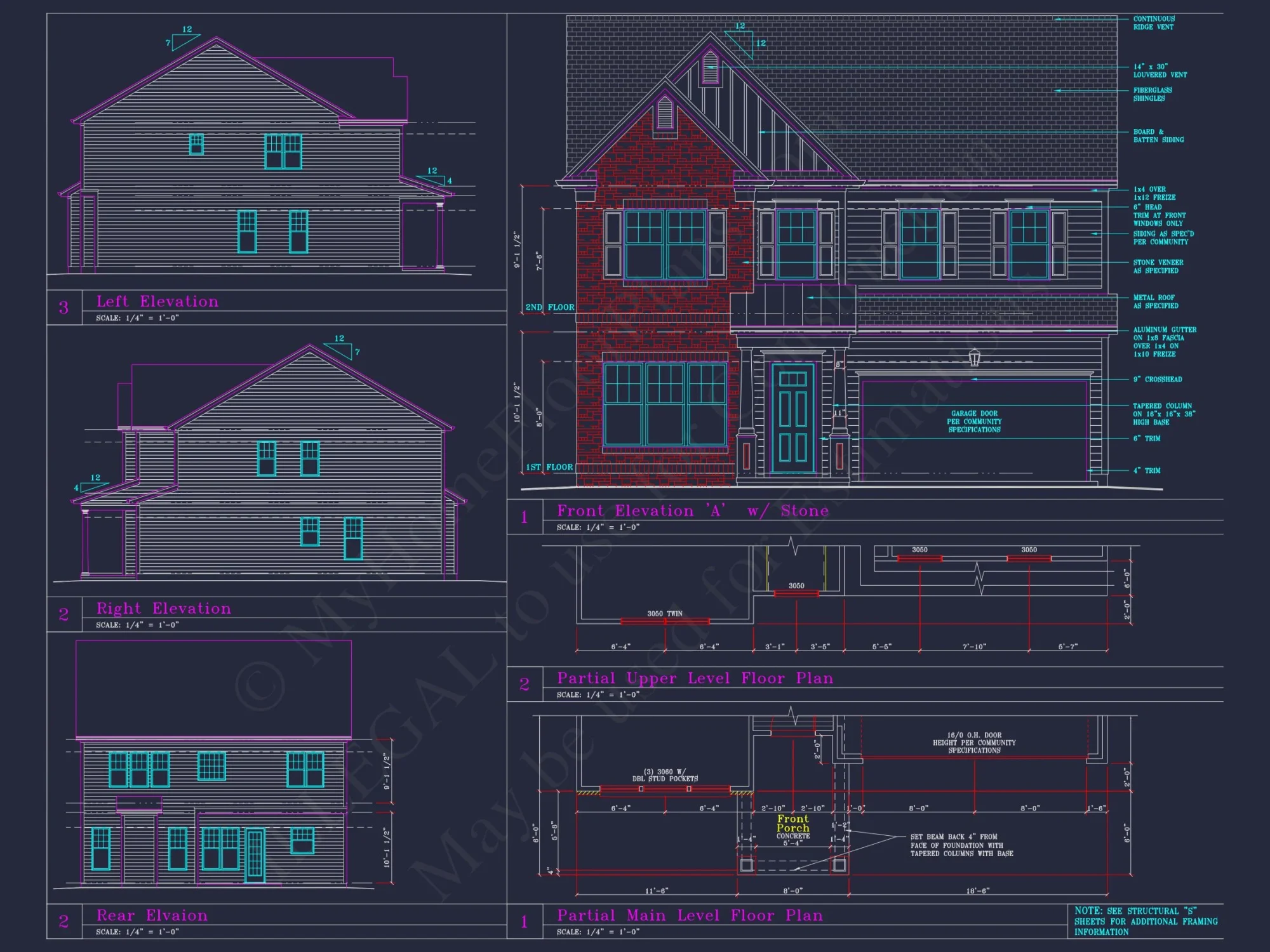 Elegant house Blueprint with 4 Beds & 3 Baths – CAD Designs