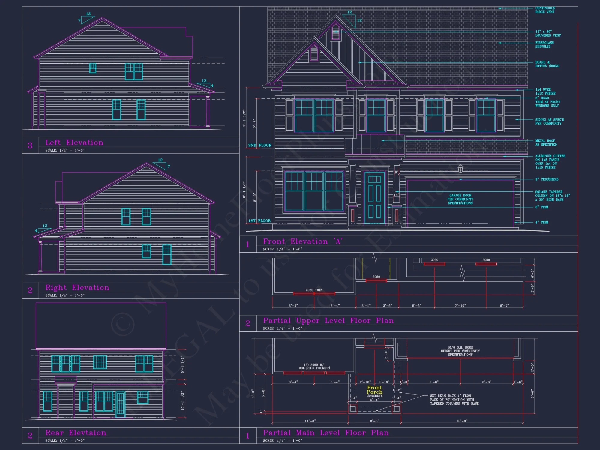 Elegant house Blueprint with 4 Beds & 3 Baths – CAD Designs