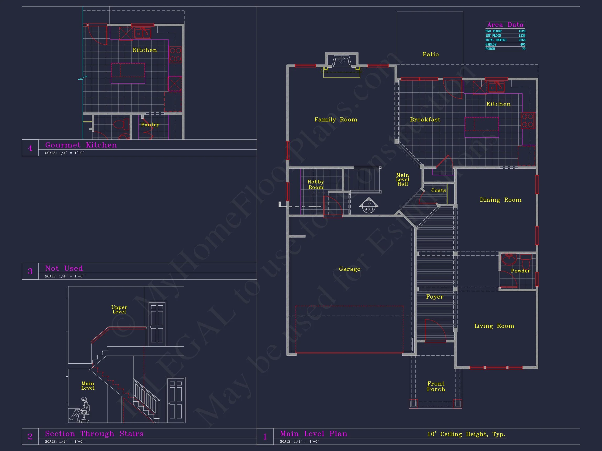 8-1704B HOUSE PLAN - Custom Architectural House Plan | CAD Blueprint for 3-Story Designs 13 CAD Blueprint for 3-Story Designs