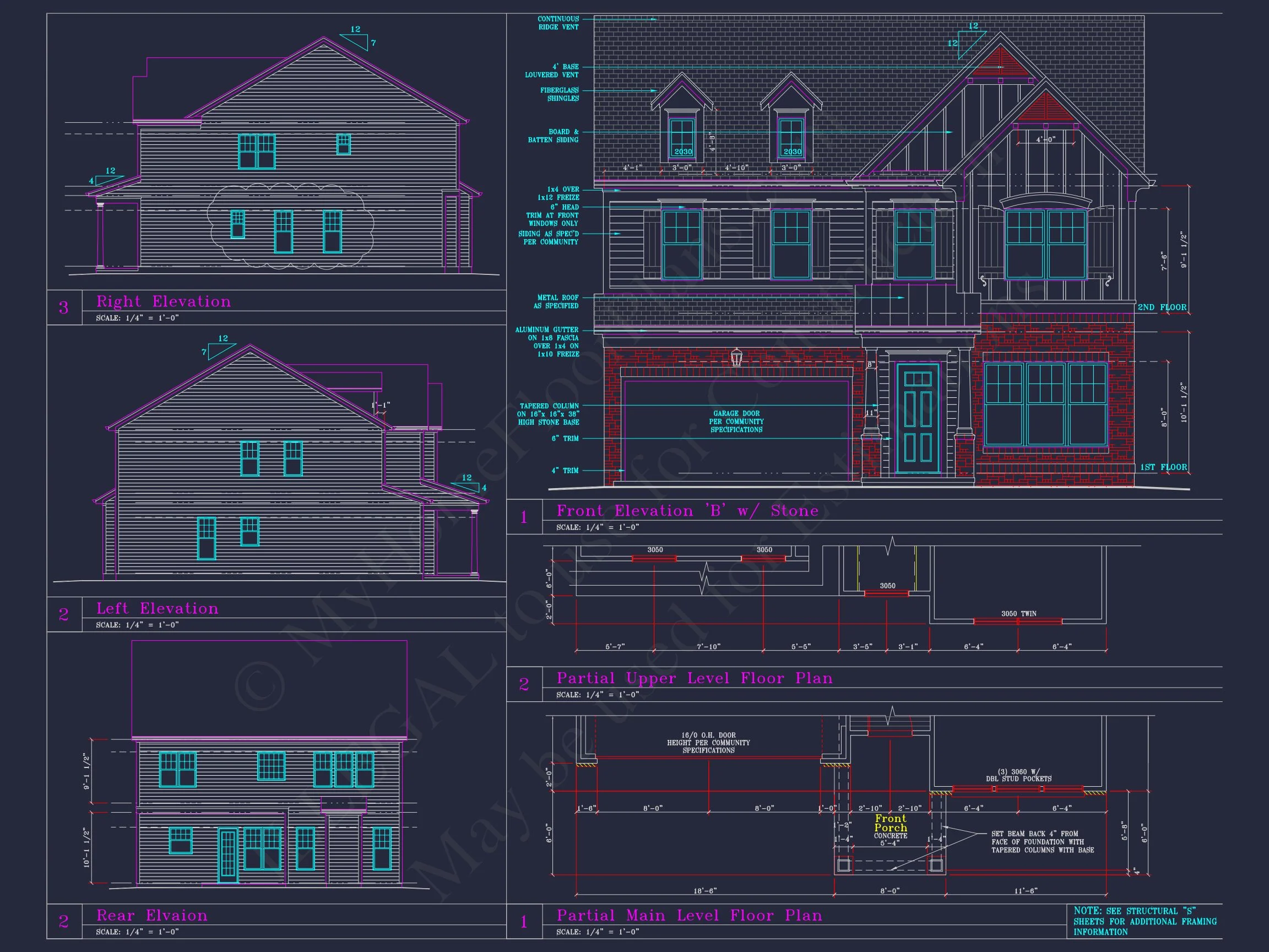 8-1704B HOUSE PLAN - Custom Architectural House Plan | CAD Blueprint for 3-Story Designs 6 Custom Architectural house Plan